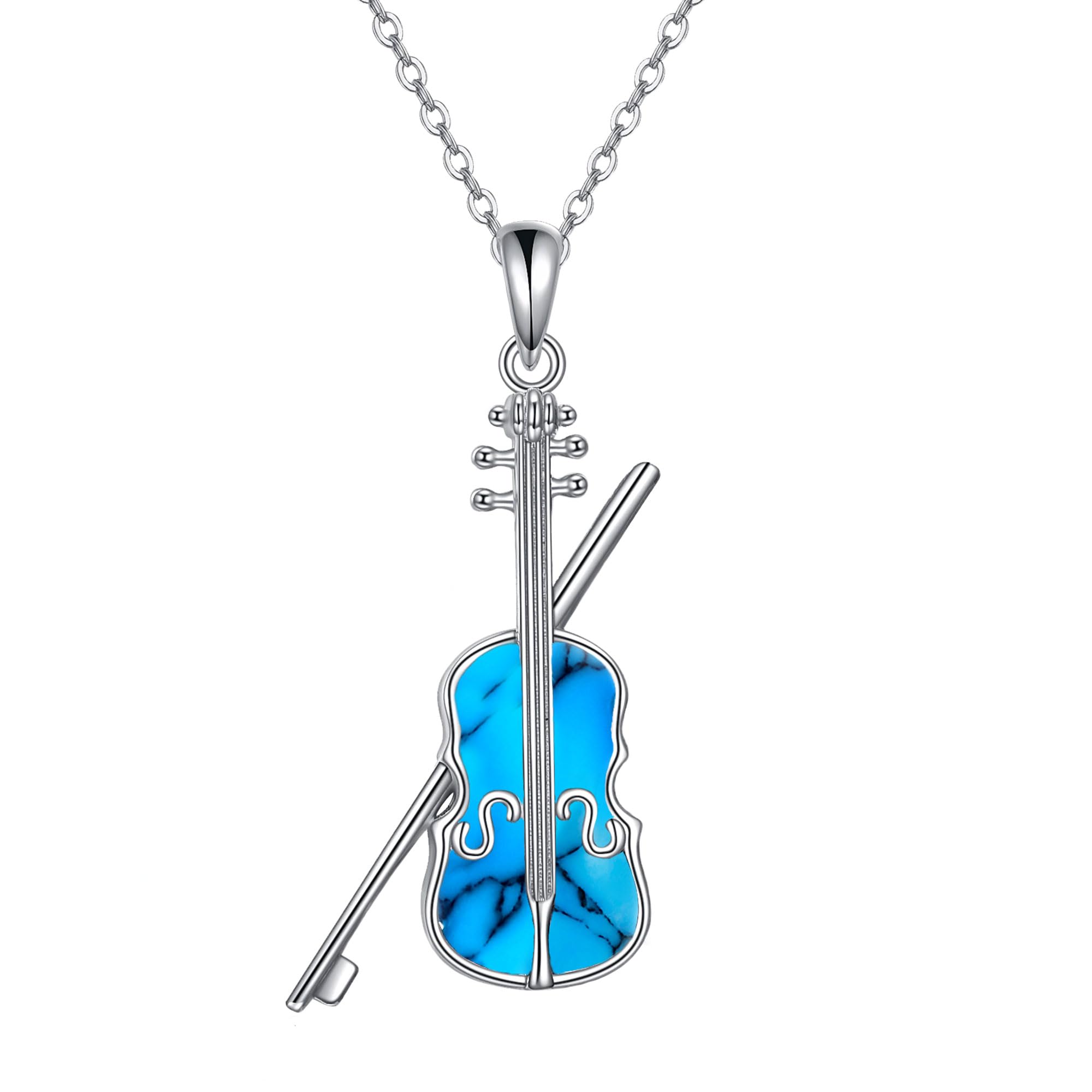 YAFEINI Violinist Cellist Gifts for Her 925 Sterling Silver Cello Violin Pendant Necklace Music Jewelry for Women Birthday Christmas Gifts