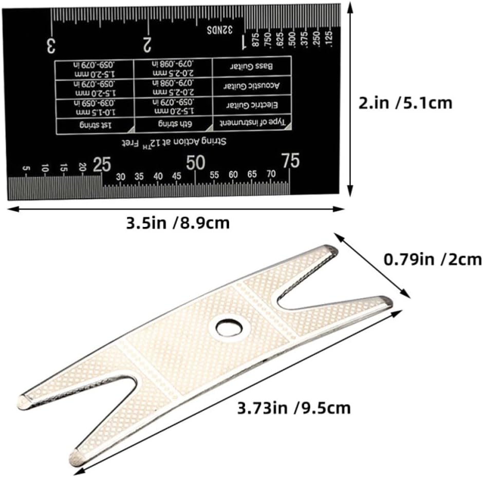 ibasenice String Action Ruler Gauge Tool for Violin and Guitar Measuring Vertical Distance and String Height with Stainless Steel Material, Easy to Use and Accurate Measurement for Music