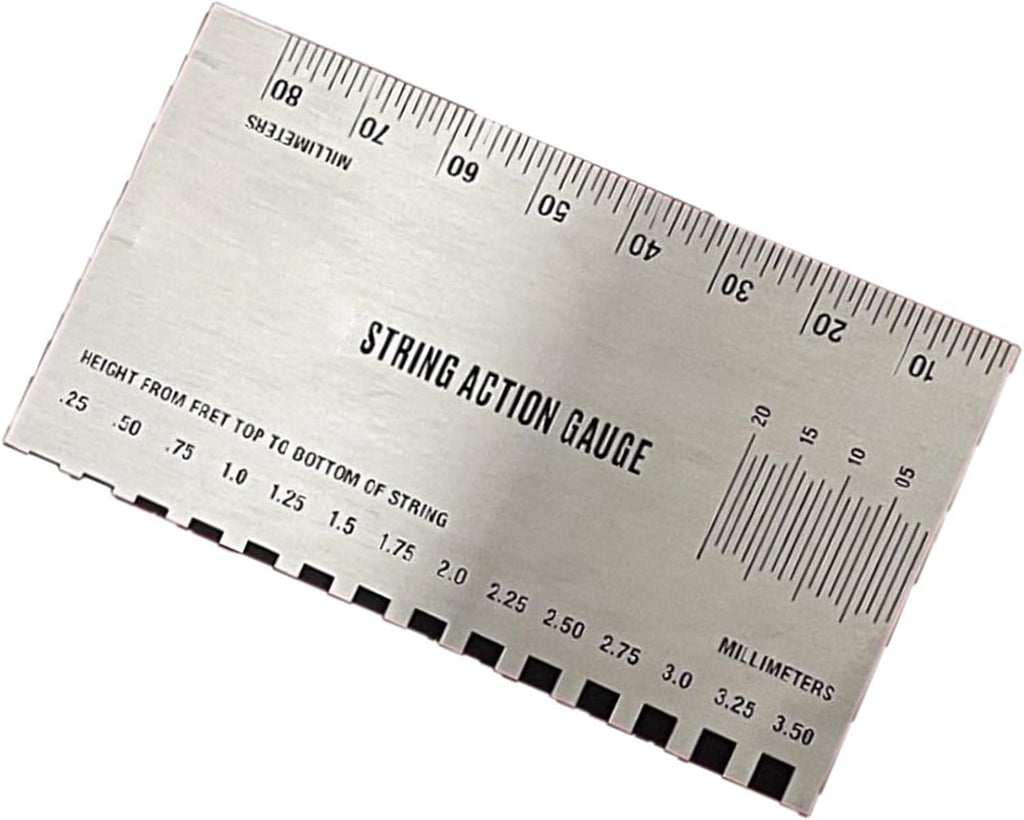 Multipurpose String Action Tool with Stainless Steel Build for Musicians Guitar Action Gauge Portable String Height Measurer Accurate Guitar Setup Accessory Ruler