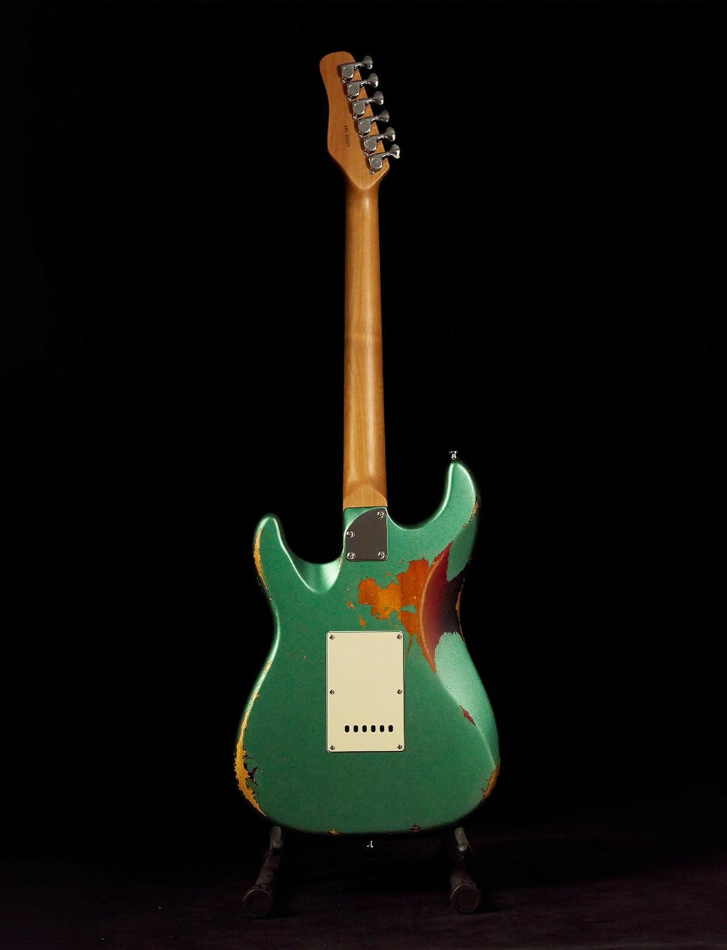 KGD Relic Electric Guitar,Roasted Maple Neck and Rosewood fingerboard,Bone Nut,6-String Relic Guitar,Professional/Full Size/Electric Guitars for Adults (Jasper Green)