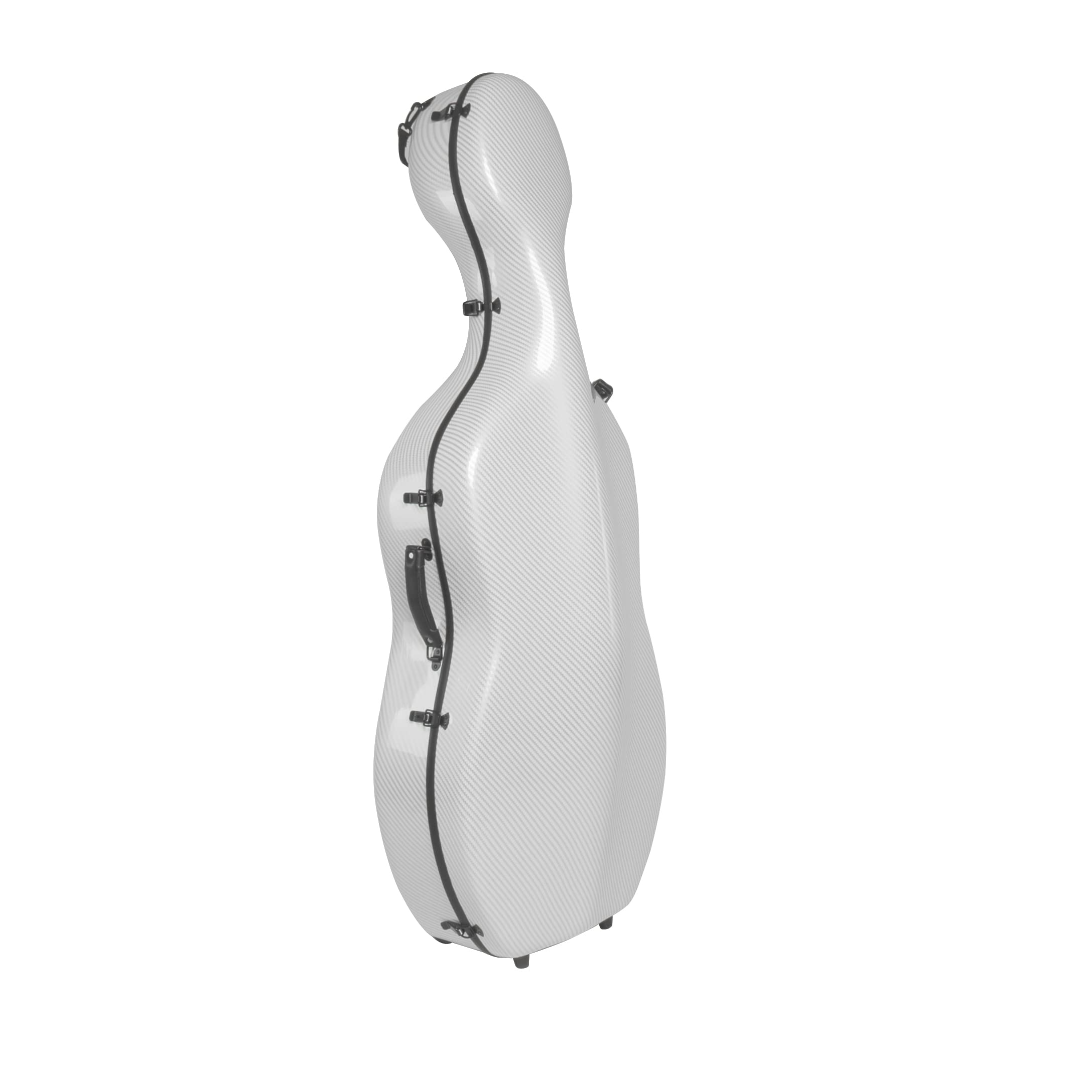 MI&VI Forte Series Hard Cello Case (Full Size) with Wheels — Polycarbonate Tough Shell Case for 4/4 Sized Cellos (White)