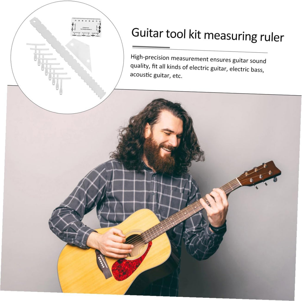 Yardwe 12-Piece Guitar Setup Tool Kit Includes String Action Ruler Notched Radius Gauge Fret Rocker for Electric and Acoustic Guitar Bass and Ukulele