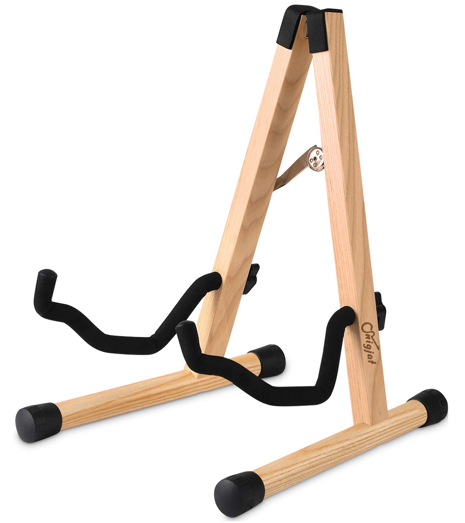 SNIGJAT Wood Guitar Stand, Acoustic Guitar Stand with Padded Foam, Classical Electric Guitar Stand, A-Frame Folding Bass Guitar Display Stand Compatible with Cello, Mandolin, Bass, Banjo, Ukulele