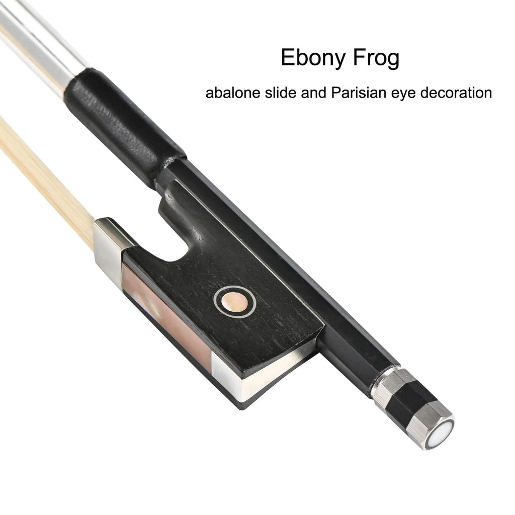 LIEKE Carbon Fiber Violin Bow 4/4 Full Size LightWeight Fiddle Bow (4/4 size, Black)