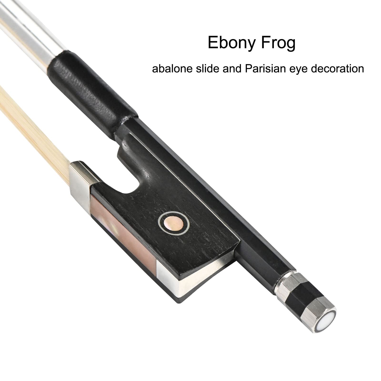 LIEKE Carbon Fiber Violin Bow 4/4 Full Size LightWeight Fiddle Bow (4/4 size, Black)