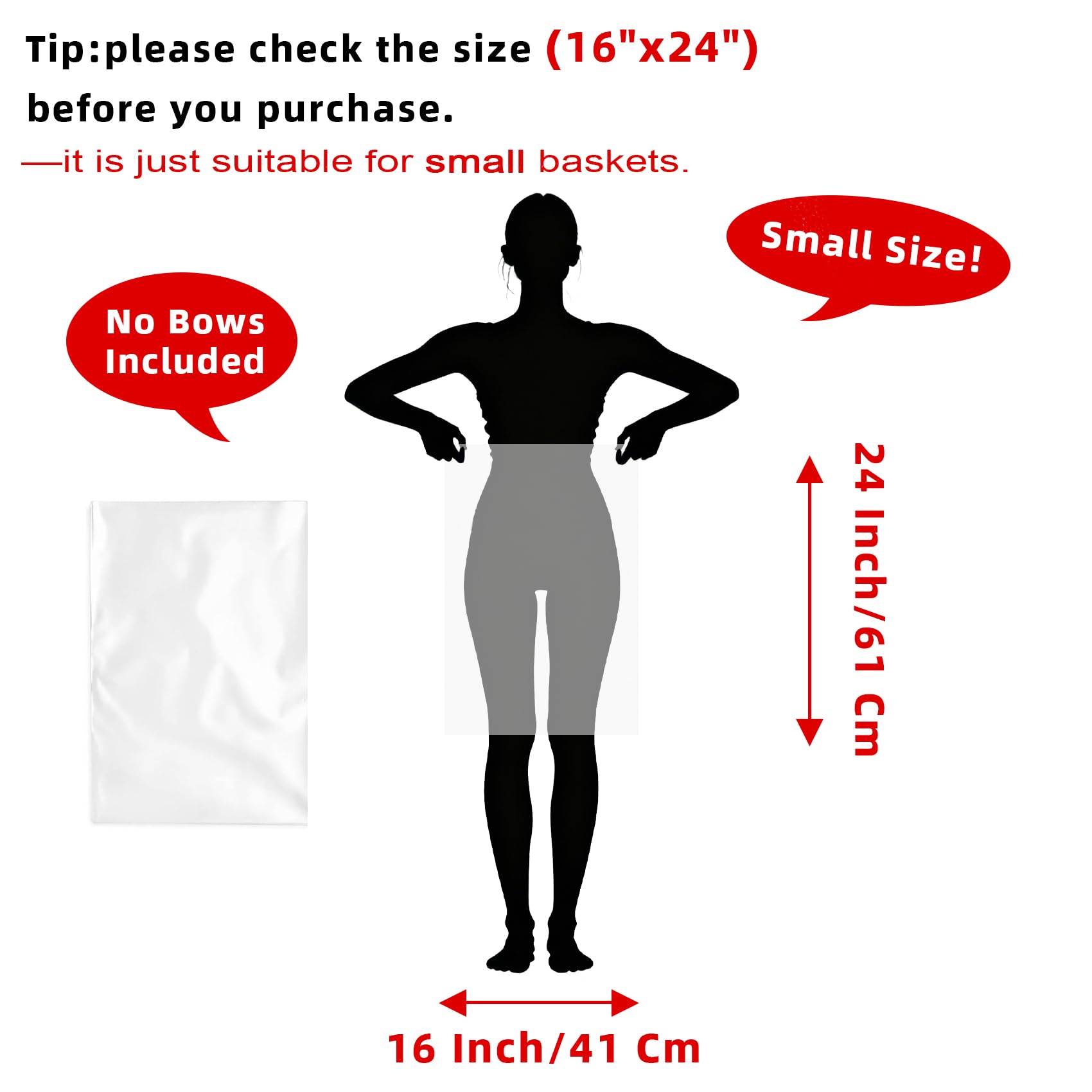 Morepack Large Cello/Cellophane Bags,30x 40 Inches Clear Basket Bags OPP Plastic Cellophane Wrap for Gift Baskets Packaging 20 Pieces (No Bow or Ribbon Included)