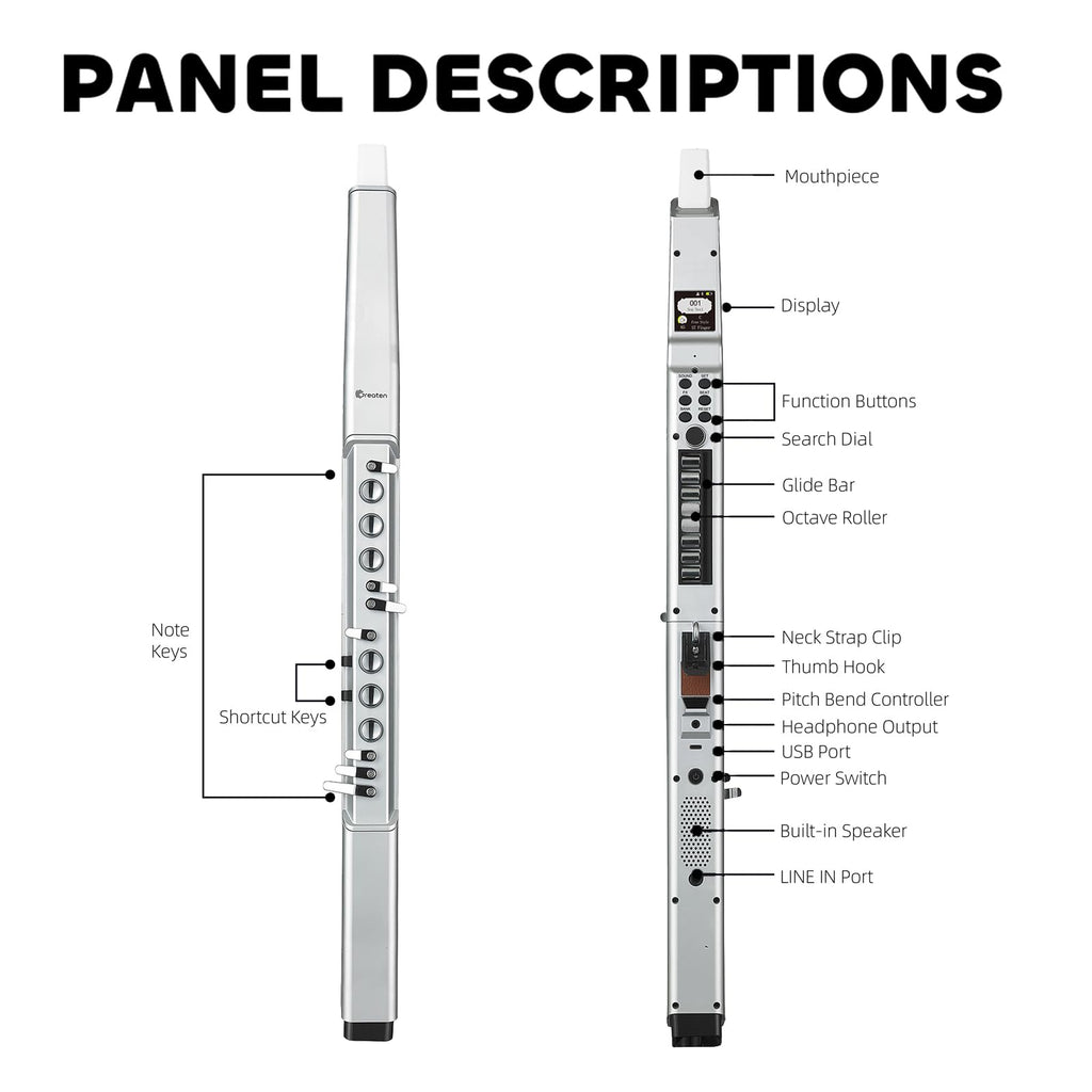 AP 500 Pro Electronic Wind Instrument with Dual Timbres, 120 Tones, Touch Bend Plate, OLED Display, Built-in OTG, Voice Control Digital Saxophone For Practice or Performance (Sliver)