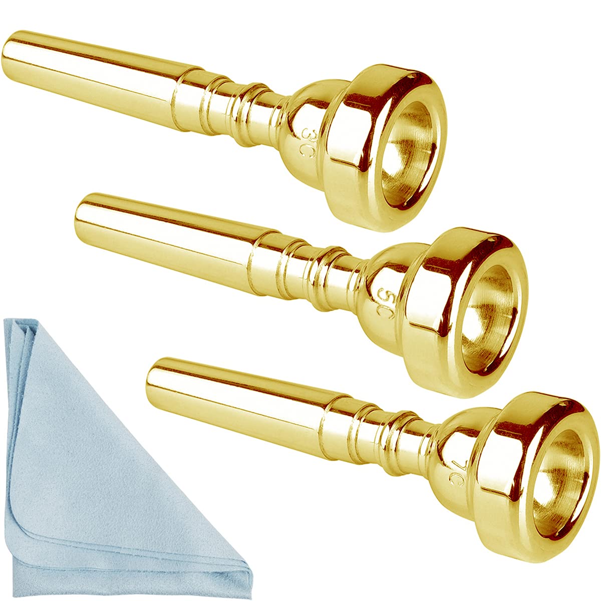 Silver Trumpet Mouthpiece 7C 5C 3C Trumpet Mouthpiece Set with Box Cleaning Cloth Compatible with Yamaha Bach Conn King Musical Instruments for Beginners and Professional Players 3Pack