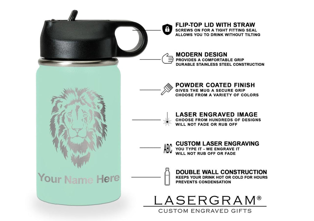 LaserGram Personalized Water Bottle, Trombone, Stainless Steel Double Wall Vacuum Insulated with Flip Top Straw, Custom Engraved Gift (32oz / 950ml Lavender)