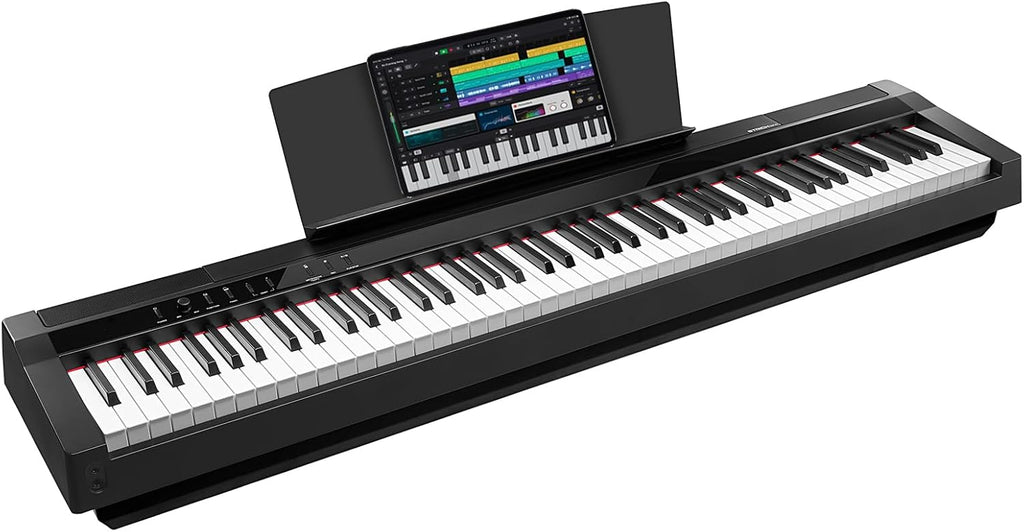 STRICH Digital Piano 88 Key Full Size Weighted Keyboard, Hammer-Action Portable Electric Piano For Beginner Adults, Bundle With Sustain Pedal, Piano Stickers, Music Rest, Black, SDP-P7