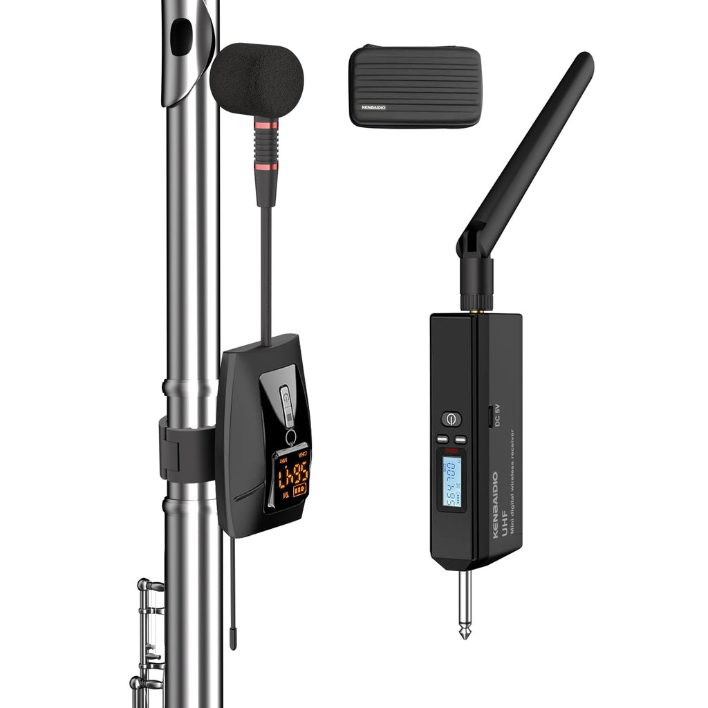 UHF Wireless Violin Cello Microphone System Violin Pickup Clip-on Instrument Microphones with Transmitter and Receiver for Musicians, Teachers, Stage Performances, Active PA Systems, 196ft Range