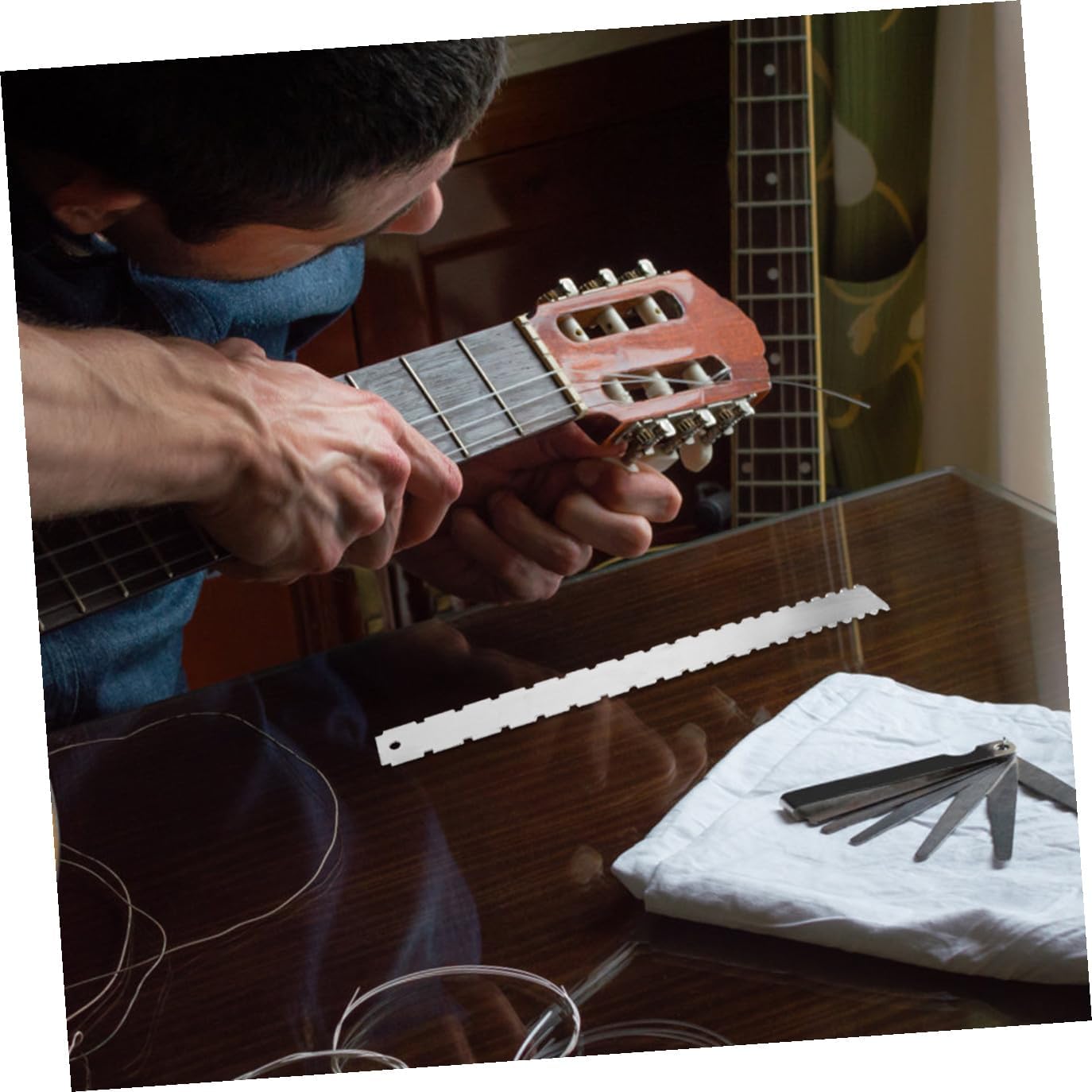 Healeved Guitar String Distance Measuring Ruler Steel String Action Gauge Luthier Tool Set for Electric Guitar Setup and Repair