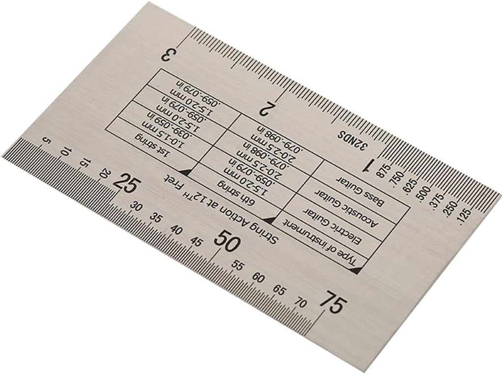 Jiawu Guitar String Gauge, Precise String Height Measurement Action Gauge, Guitar Ruler with Stainless Steel Fret Protectors Set for Bass Mandolin Banjo