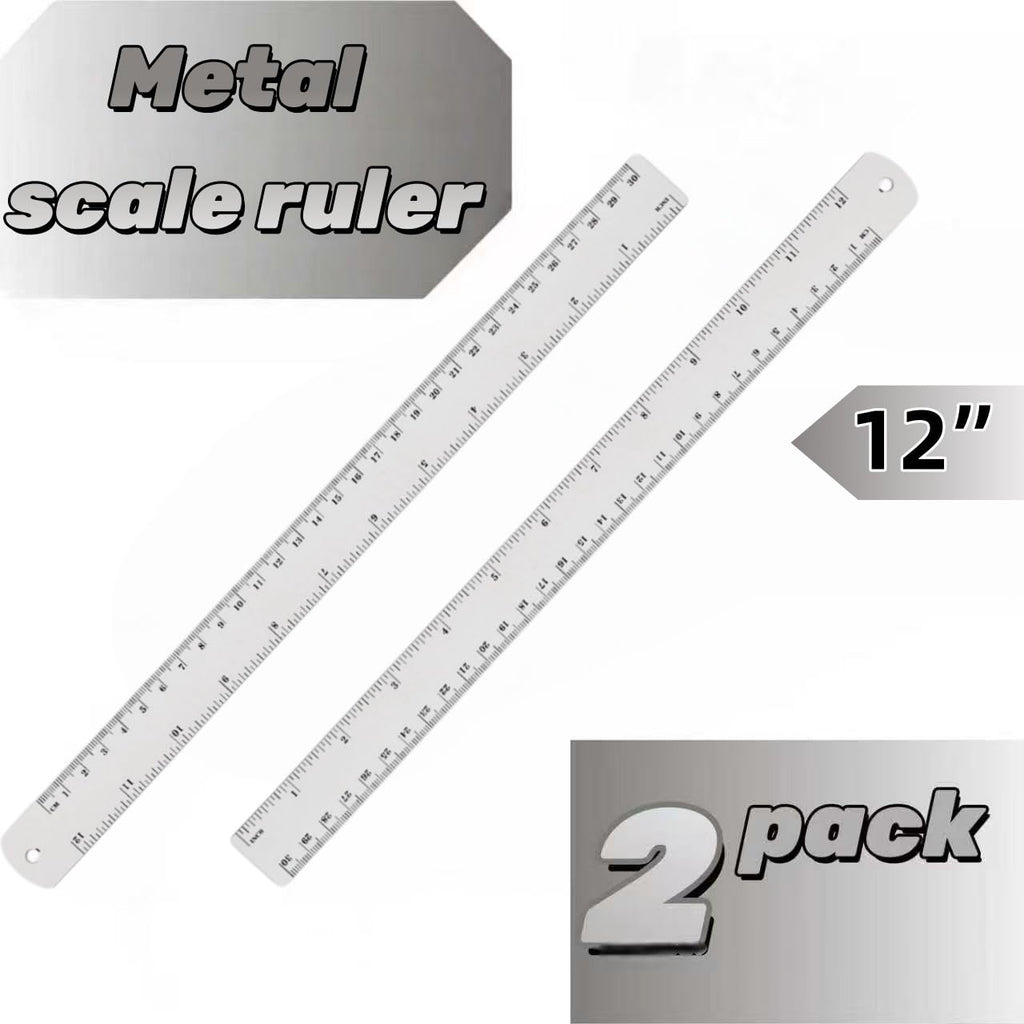 Lakei Stainless Steel Ruler 2-Pack, 6", 12", (15cm,30cm) Dual Scale Ruler | Stainless Steel Ruler Set, Metric Precision Measuring Drawing Ruler, for Drawing, Home, Office and Engineering Use