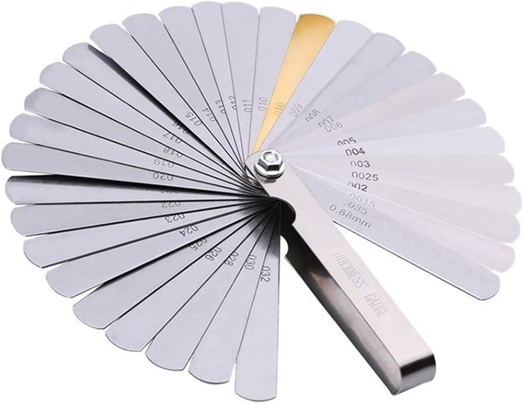 Guitar String Action Gauge Ruler, 32 Piece Feeler Gauges Set with Fingerboard Fret Protector Guards Stainless Steel Guitar Setup Tools for Acoustic Electric Maintenance