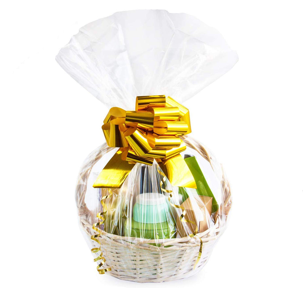 Morepack Large Cello/Cellophane Bags,30x 40 Inches Clear Basket Bags OPP Plastic Cellophane Wrap for Gift Baskets Packaging 20 Pieces (No Bow or Ribbon Included)