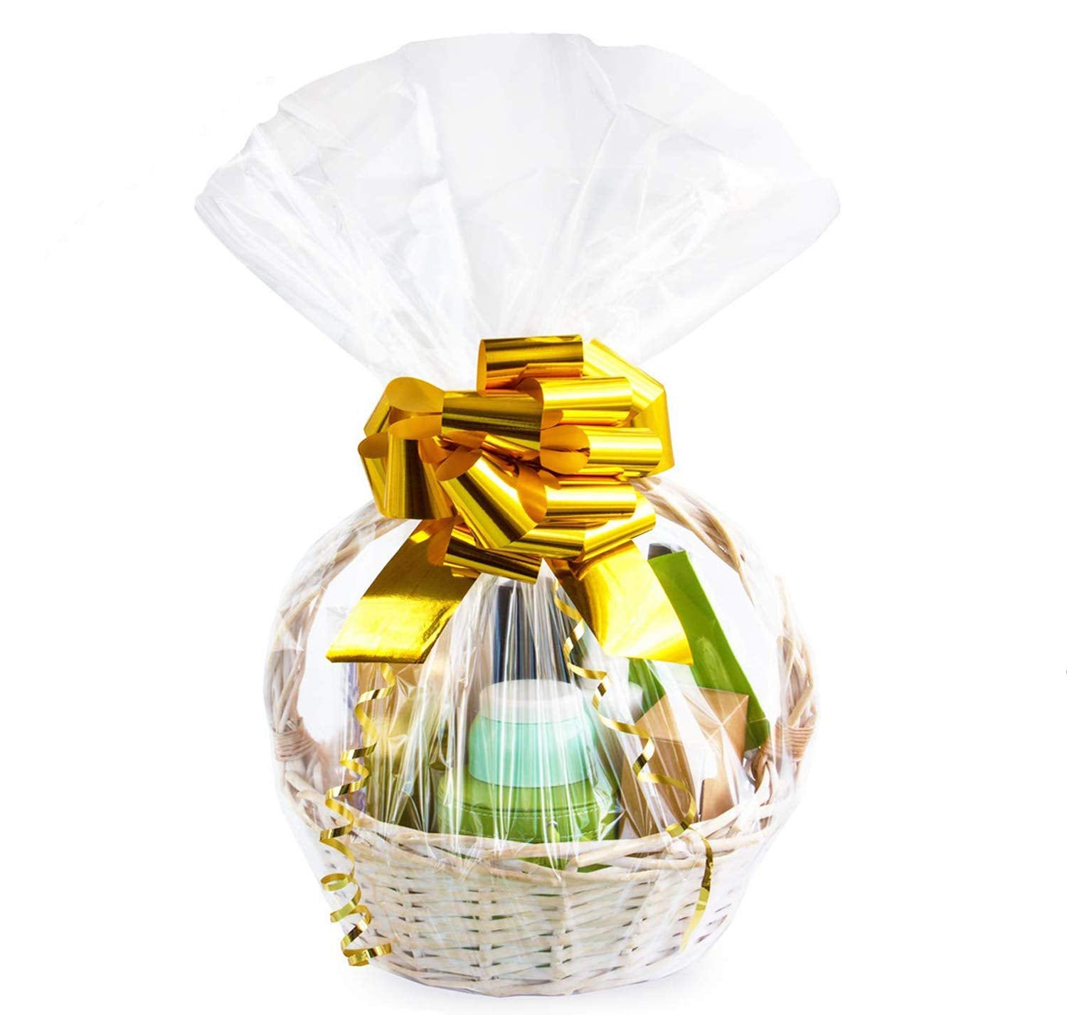 Morepack Large Cello/Cellophane Bags,30x 40 Inches Clear Basket Bags OPP Plastic Cellophane Wrap for Gift Baskets Packaging 20 Pieces (No Bow or Ribbon Included)