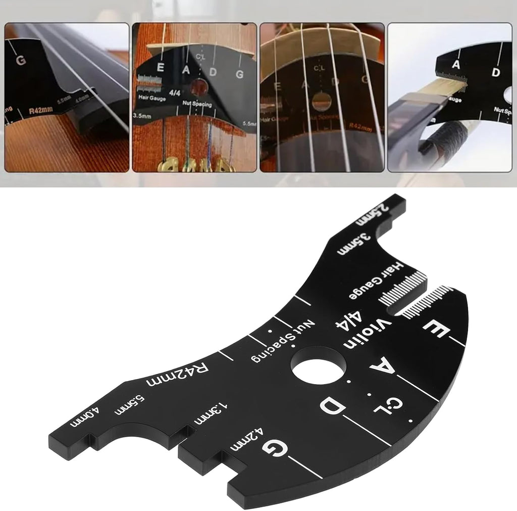 2 Pack Violin Bridge Template 4/4 Setup Gauge String Height and Spacing Ruler for Violin Making and Repair