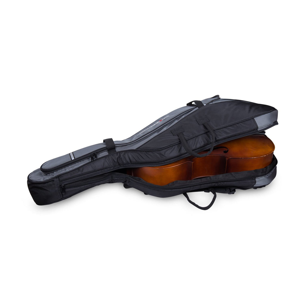 Crossrock Fiberglass Cello 4/4 Full Size Hardshell Case with Wheels in Yellow
