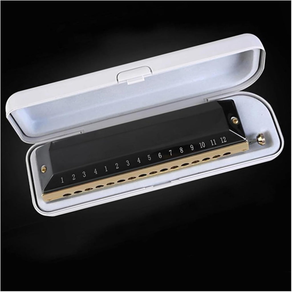 Chromatic Harmonica 16 Holes/64 Tones Mouth Organ Professional Wind Musical Instrument Black Harmonica Professional
