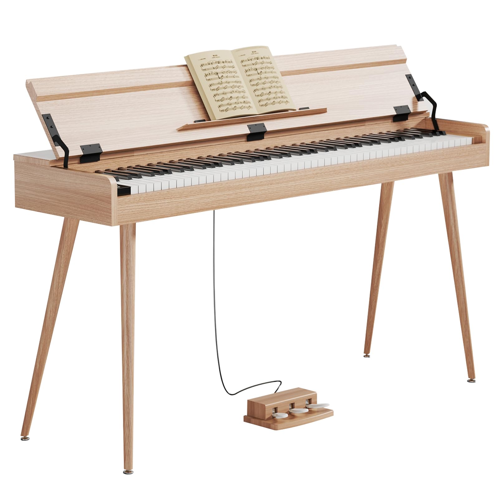 Digital Piano 88 Key Weighted Keyboard,Full-Size Desk Progressive Hammer-Action Electric Piano For Beginners, With Sheet Music Stand, Pedal,Power Adapter, Headphone Mode, Usb-Midi