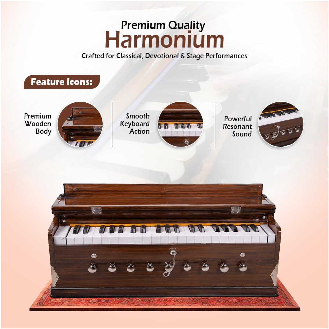 VRINDAVANBAZAAR.COM Standard Quality Harmonium, Comes with a Bag -Vrindavan Bazaar (Standard Quality)