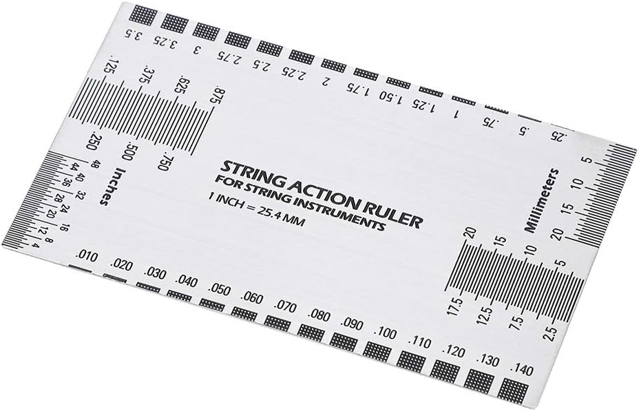 String Action Ruler Gauge, Stainless Steel String Action Ruler Guitar Setup Gauge Luthier Measuring Tool, Lightweight Stable Guitar Height Gauge Set Up Tool for Electric Bass