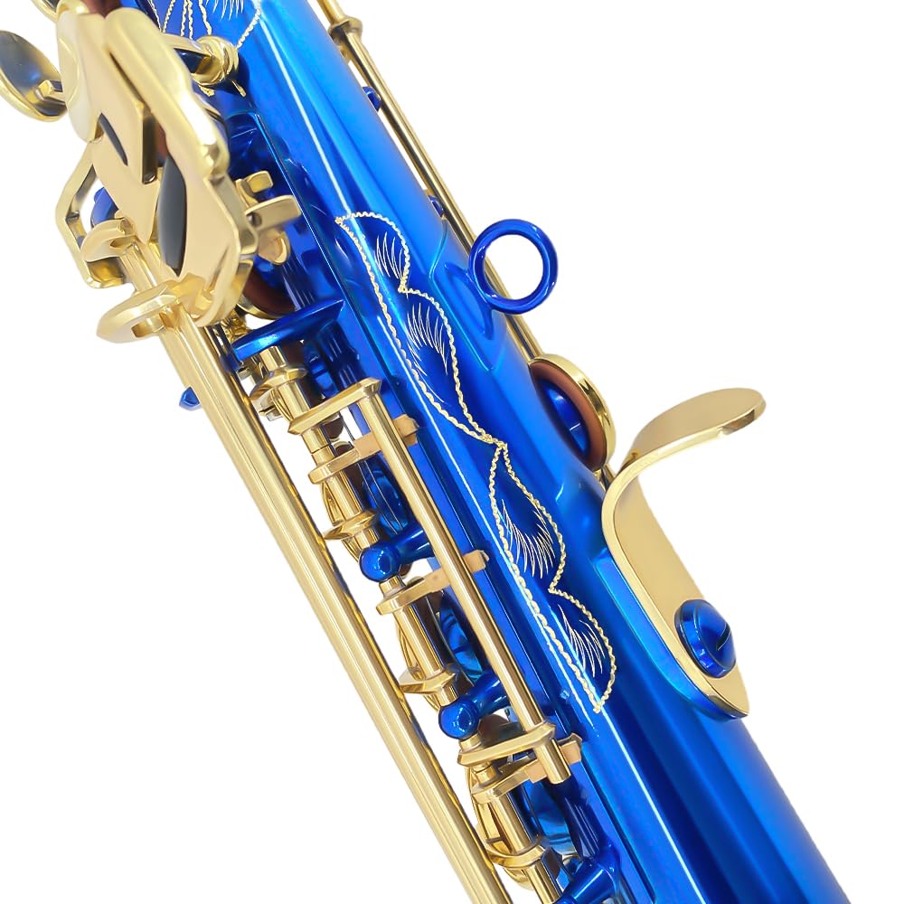 Bb Soprano Saxophone Straight Gold Sax Instruments for Beginners Students with Mouthpiece Carrying Case Straps 10Reed (gold)