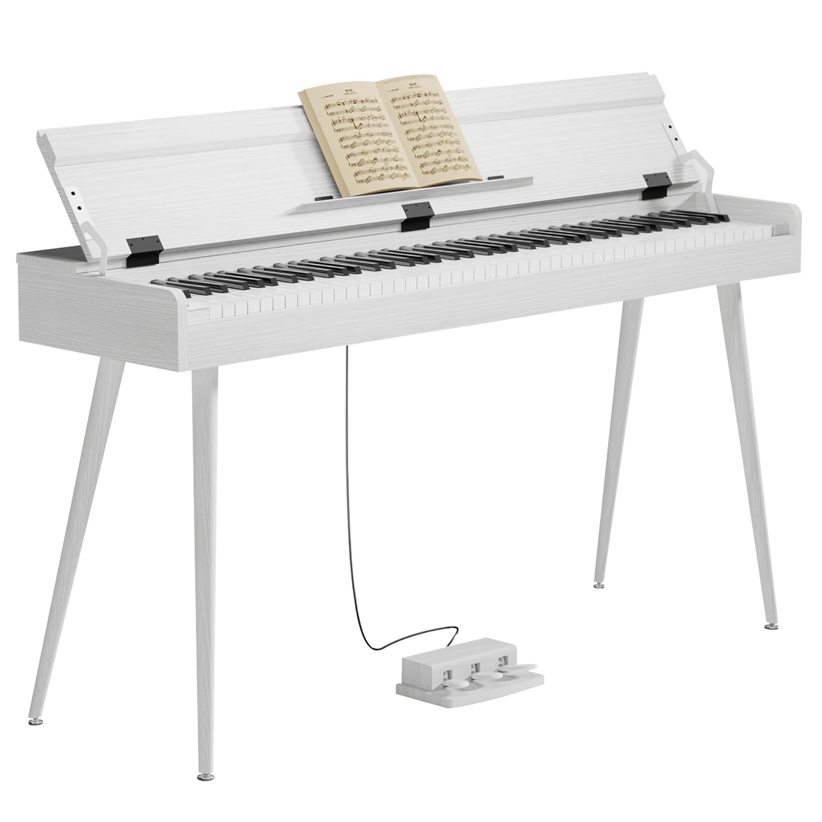 Digital Piano 88 Key Weighted Keyboard,Full-Size Desk Progressive Hammer-Action Electric Piano For Beginners, With Sheet Music Stand, Pedal,Power Adapter, Headphone Mode, Usb-Midi