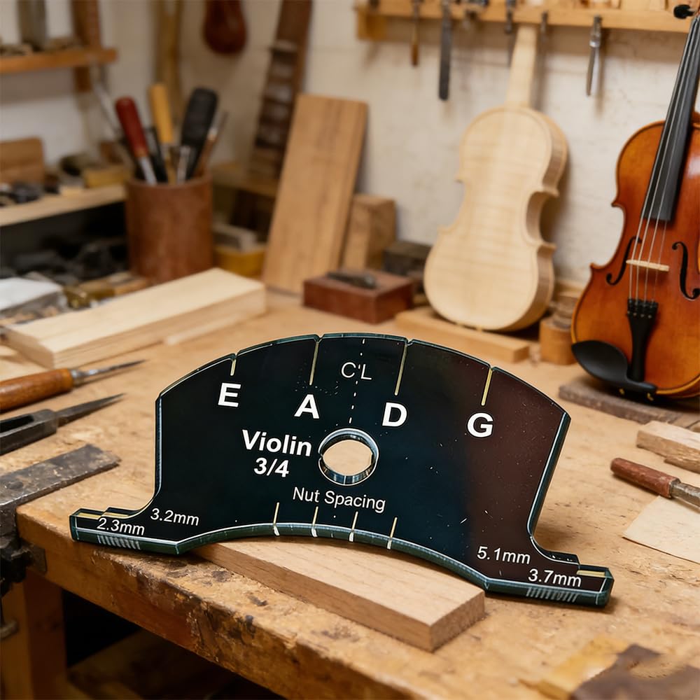 Multifunctional Violin Bridge Repair Reference Tool, Violin Bridge Shaping & String Spacing Gauge (4/4)