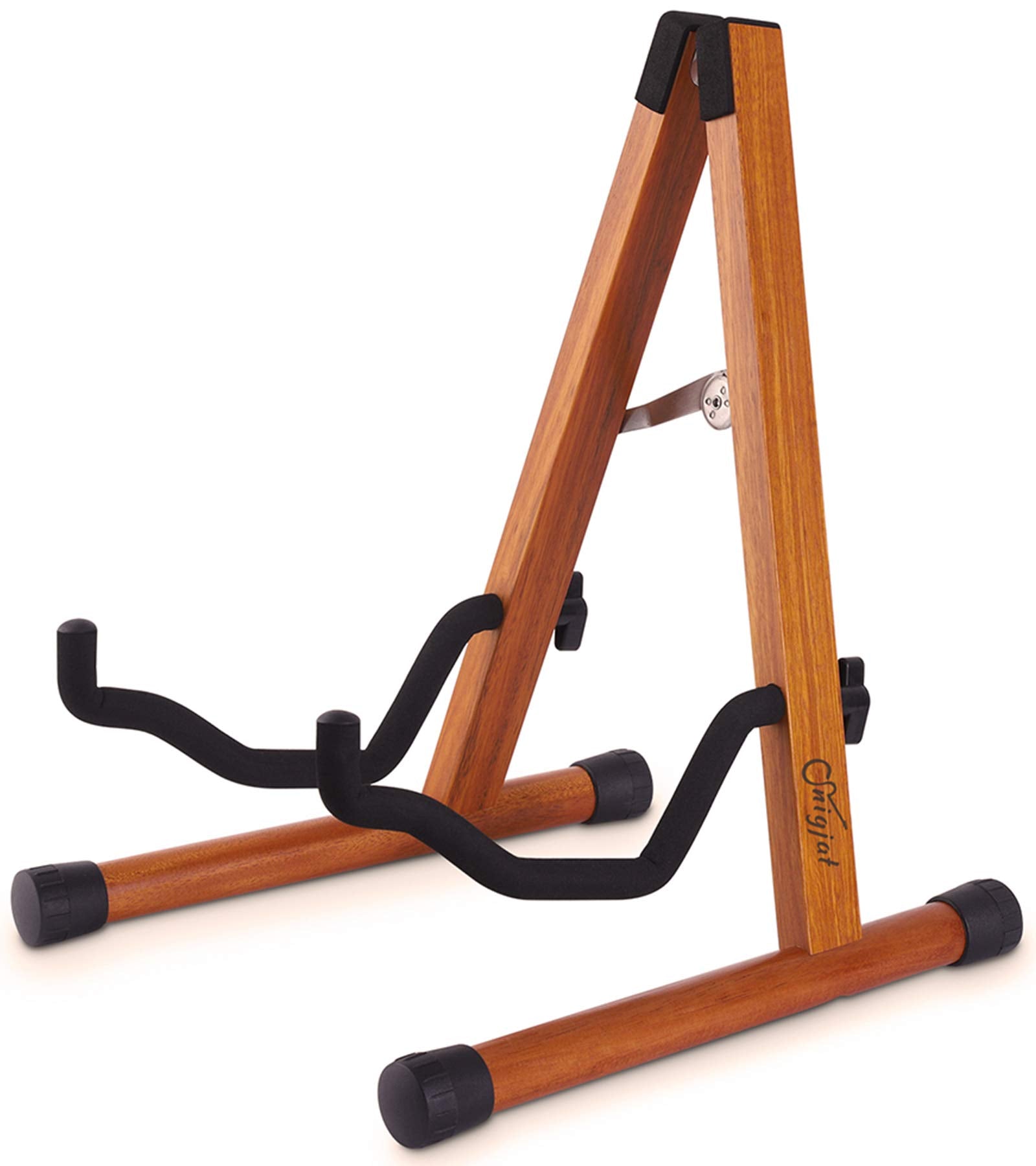 SNIGJAT Wood Guitar Stand, Acoustic Guitar Stand with Padded Foam, Classical Electric Guitar Stand, A-Frame Folding Bass Guitar Display Stand Compatible with Cello, Mandolin, Bass, Banjo, Ukulele