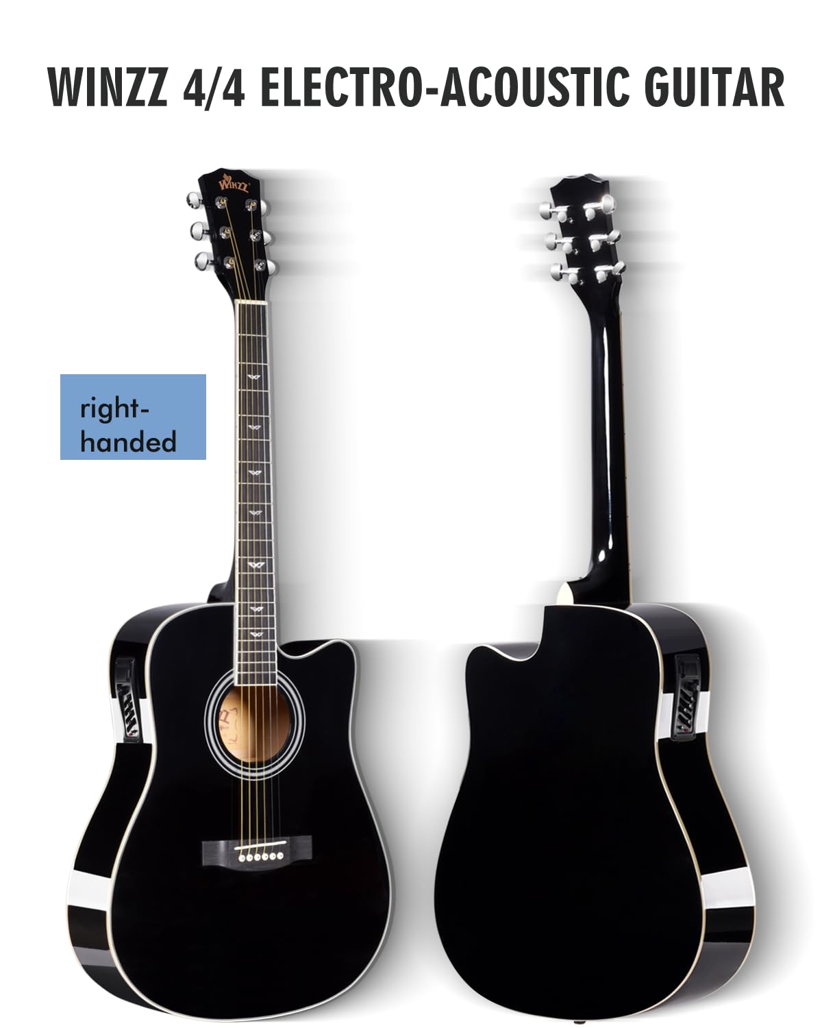 Winzz 4/4 Electro Acoustic Guitar, Left-Handed Western Guitar Set, Adult Beginners, Acoustic Guitar 41 Inch with 4-Band Equaliser (Dreadnought,Glossy Sunburst)