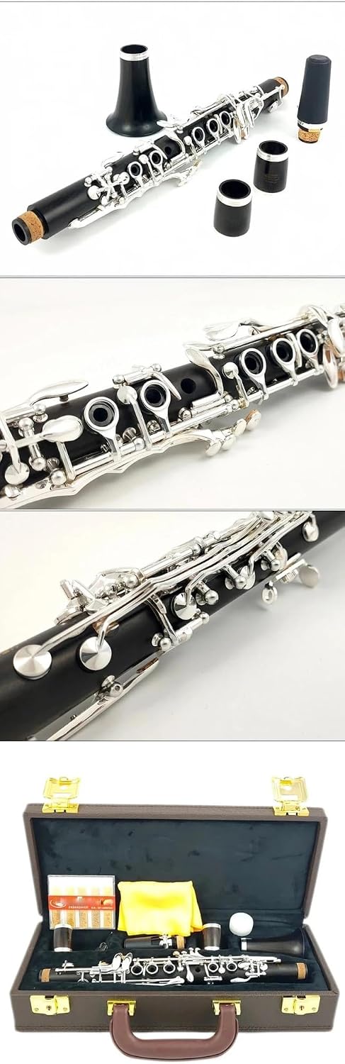 Middle E Flat Clarinet Ebony With Case Silver Plated Keys Clarinet Set