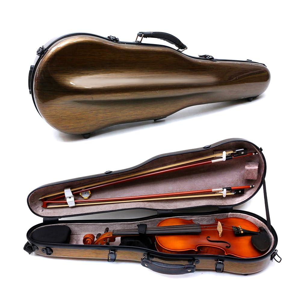 Vetimobato Dazzling Hard Shell Violin Case 4/4 Full Size Strong Light Flight Carbon Fiber Violin Box with Straps Travel Violin Case (Multicolored)