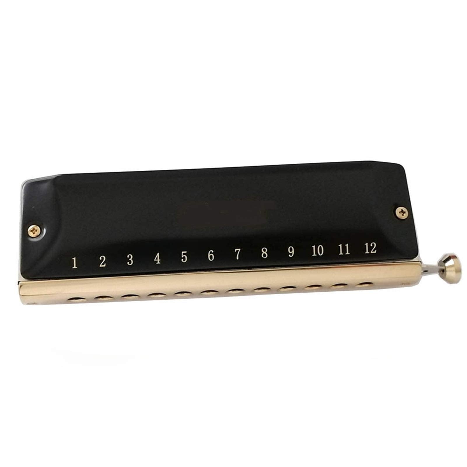 Chromatic Harmonica 12 16 Holes Mouth Organ Instrumentos Key C Phosphor Bronze Reeds Professional Musical Instruments (Color : QM Y1664BK1)