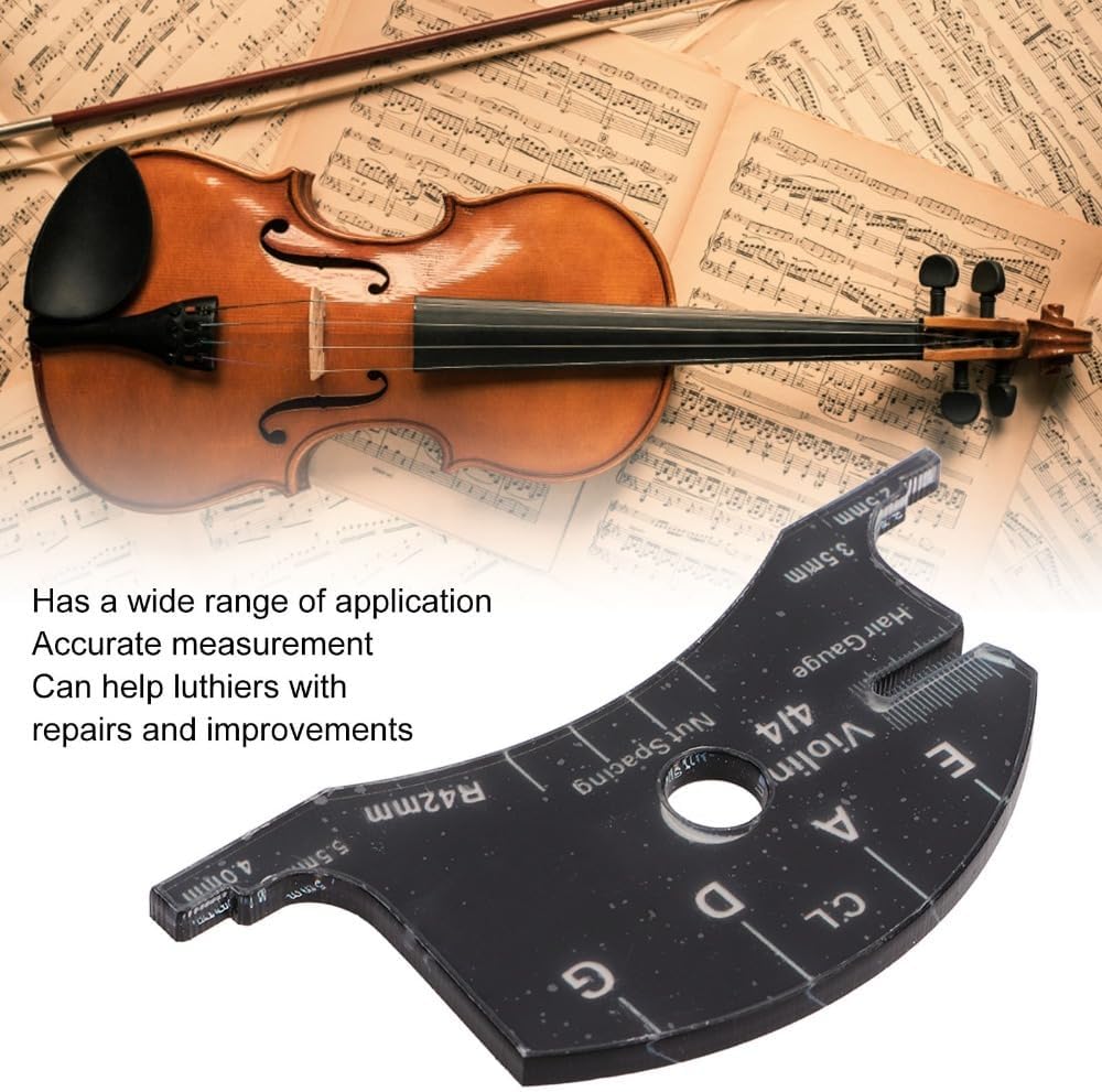 Violin Bridge Reference Tool, Acrylic Template for 4/4 3/4 | String Height Measurement, Pillow Width Check, Luthier Repair Use, 4/4 And 3/4 Violin Sizes, Portable Template