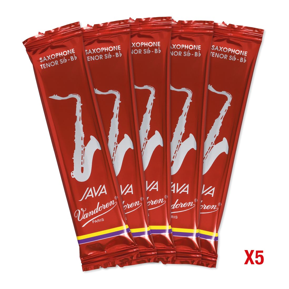 Vandoren SR2725R Tenor Sax JAVA Red Reeds Strength 2.5; Box of 5