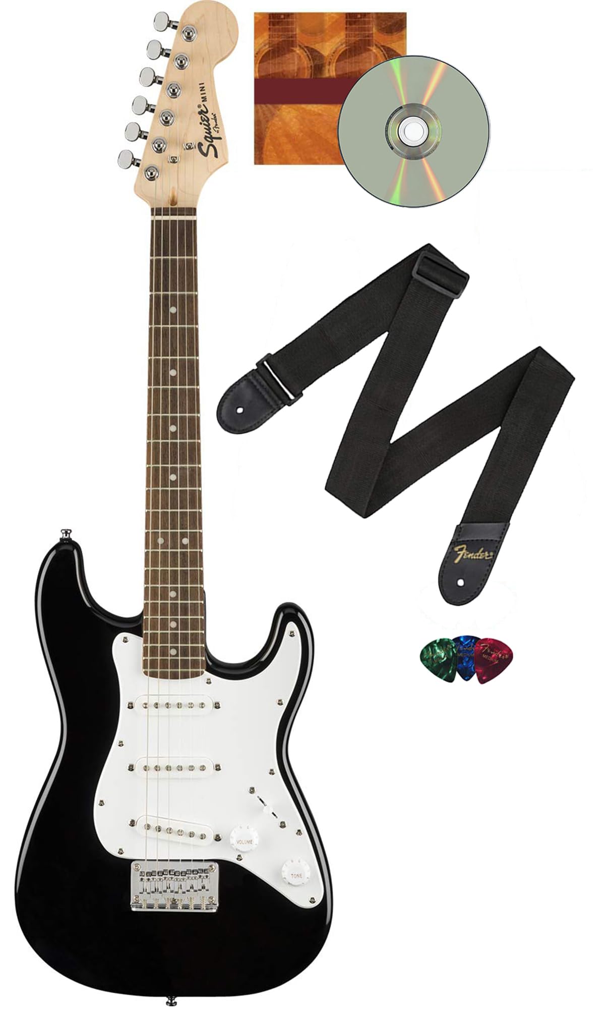 Squier Mini Stratocaster Electric Guitar, with 2-Year Warranty, Black, Laurel Fingerboard