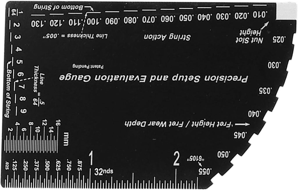 Stainless Steel String Action Gauge Ruler, Guitar Fret Rocker for Electric Acoustic Bass, Precision String Height Measuring Tool with Digital Scale for Luthiers