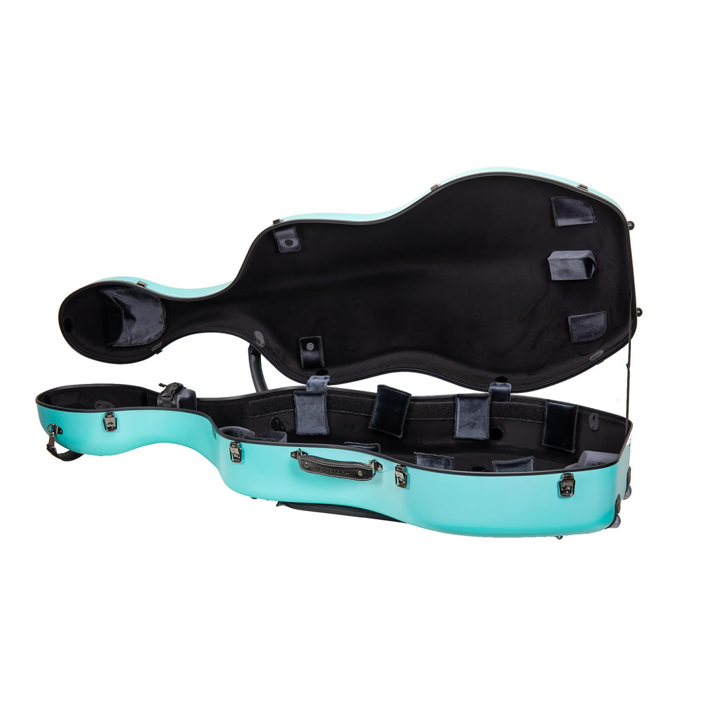 Crossrock Poly Carbon Cello Case for 4/4 Full Size | Red Matte Finish, Black Velvet Interior, Wheels, Music Pouch – Lightweight Protection Series