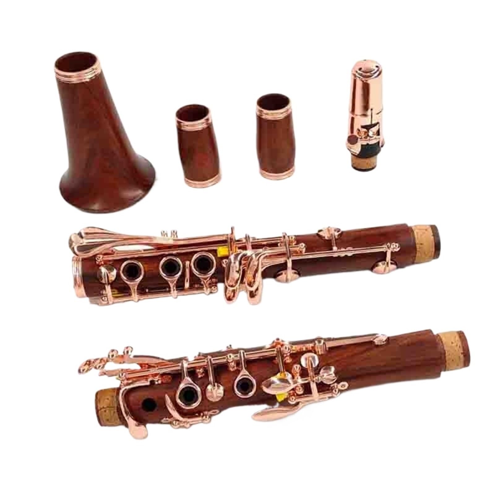 Professional Clarinet Rosewood BB Rose Gold Plated Keys Coaxial Clarinet Instrument(1)