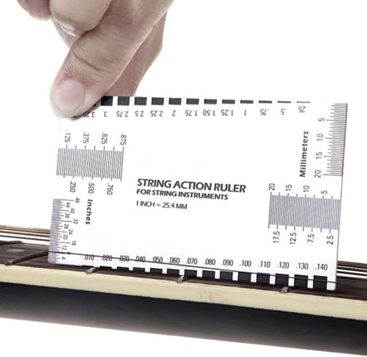 String Action Gauge Ruler, Guitar Height Gauge Set Up Tool for Electric Bass and Acoustic Guitar