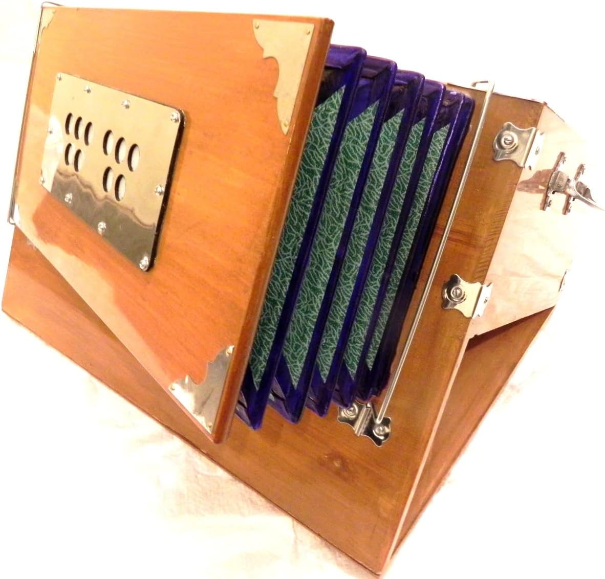 Harmonium, Hare Krishna, In USA, Double Reed, Coupler, Natural Color, without Stoppers, Standard, Padded Bag, Tuned to A440, Musical Instrument Indian