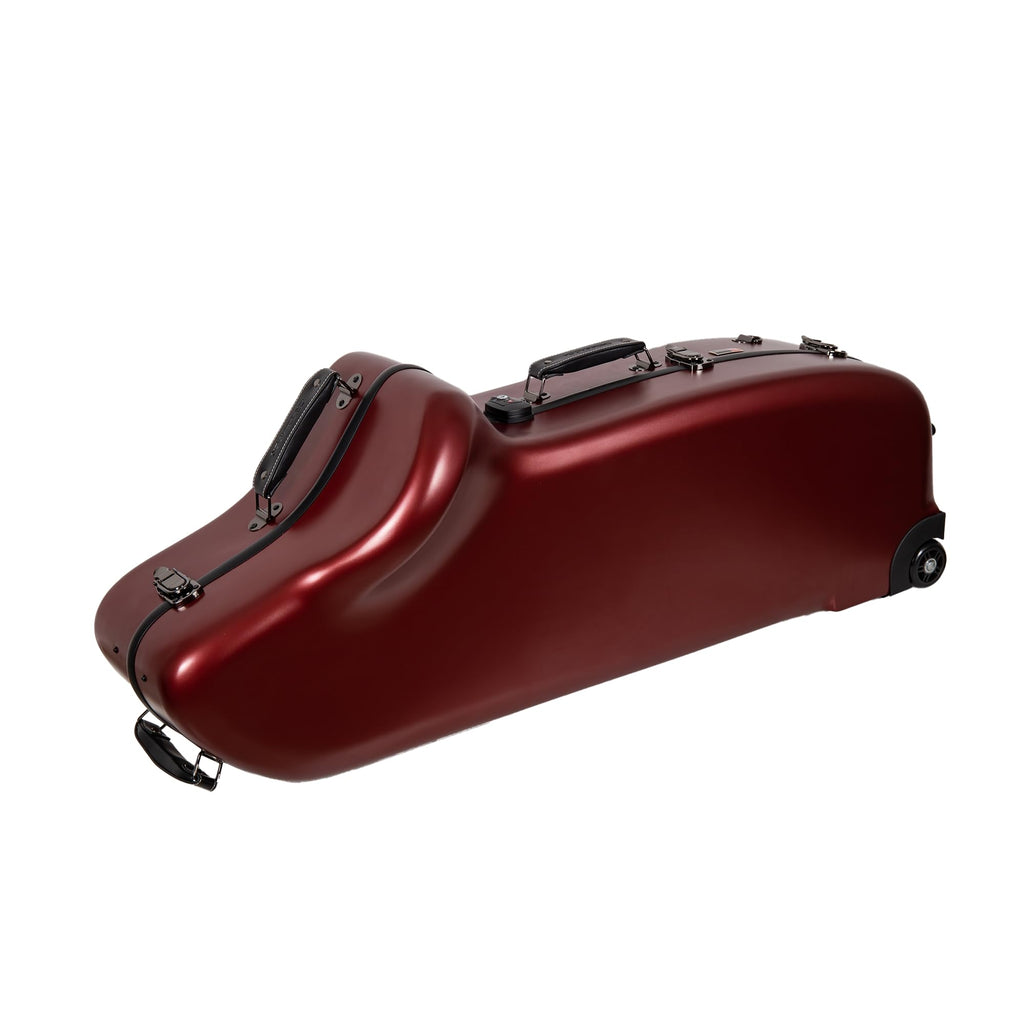 Crossrock Low A Baritone Saxophone Case with Wheels | Polycarbonate Hard Shell, TSA Lock, Anti-Scratch Finish, Neck & Mouthpiece Storage–Black (CRF4050BSBK)