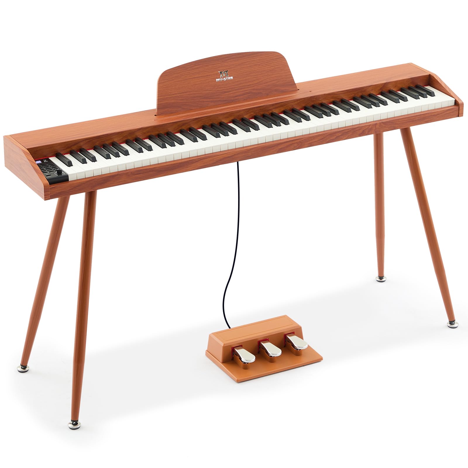 MUSTAR 88 Key Piano Keyboard with Piano Bench, Digital Piano 88 Semi Weighted Keys, Portable Electric Piano with Storage Stool, 3 Pedals, Built-In Speakers, USB/MIDI, Black