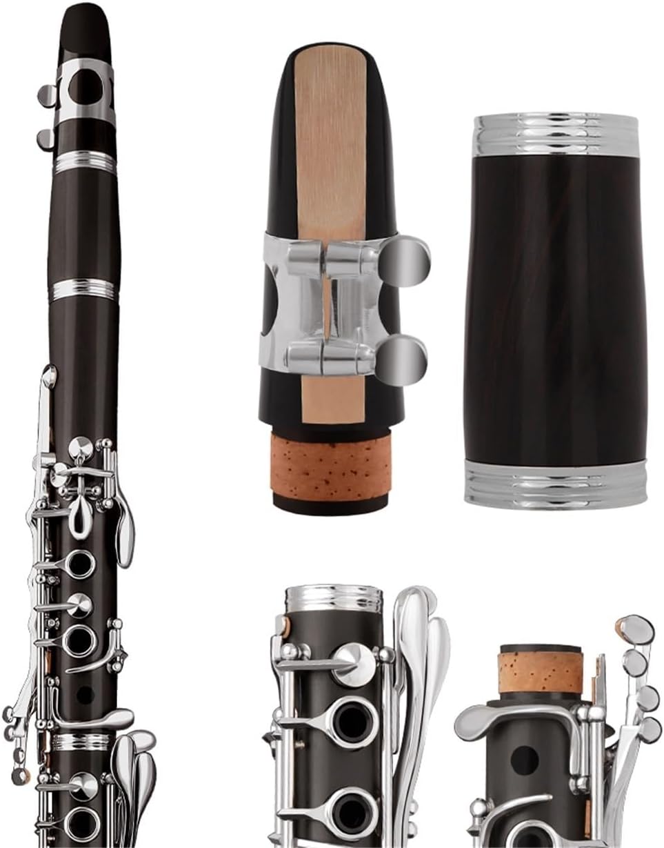 Ebony clarinet 17 keys B flat double two section adjustment instrument for beginners to play and examination Clarinet