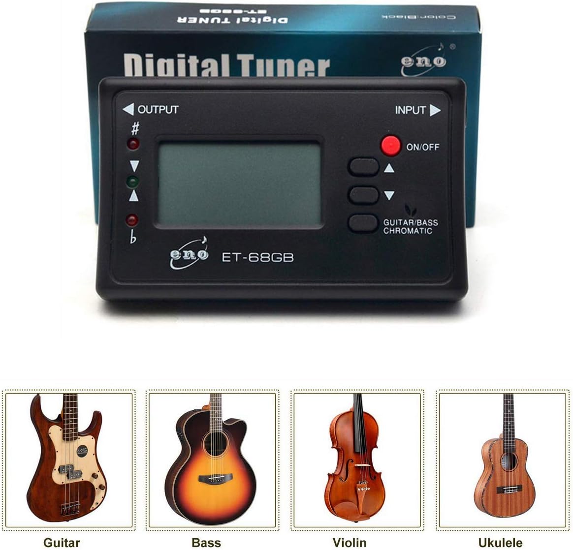 Chromatic Tuner for Guitar Electric Bass Mandolin Ukulele Violin Banjo Cello