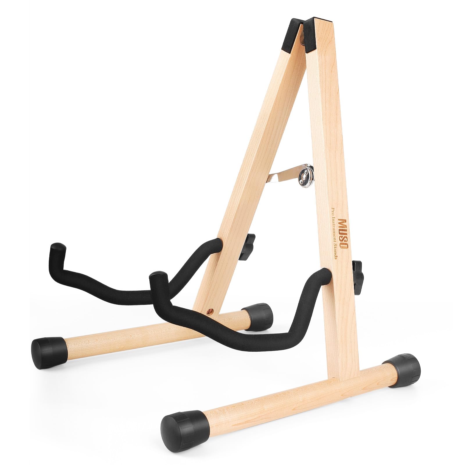 MUSO Cello Stand with Bow Holder,A-Frame Floor Stand with Padded Foam, Handcrafted Cello Rack Fits 1/2, 3/4, 7/8, 4/4 Full-Size and Guitar, Instrument Holder for Home and Studio Display