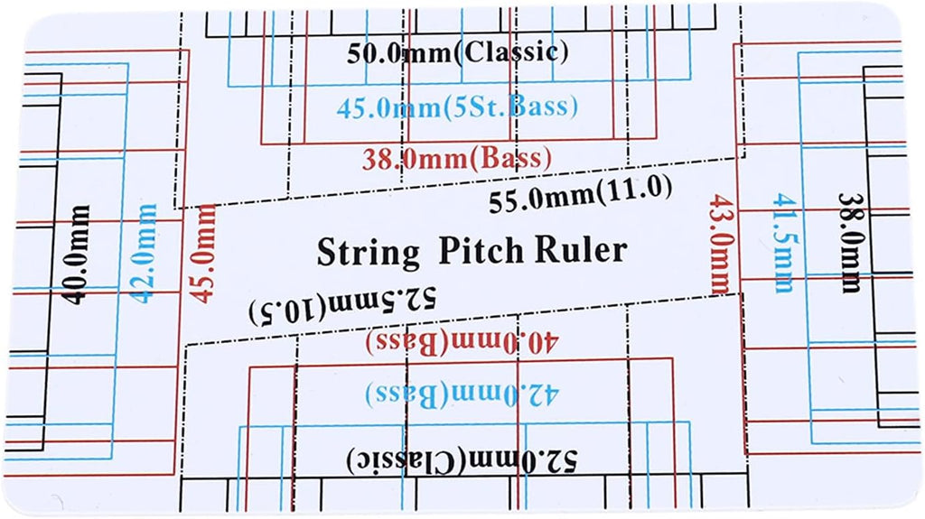 Guitar Ruler Set with String Action Gauge, Stainless Steel Neck Notched Straight Edge, 2-Piece Kit for Musicians