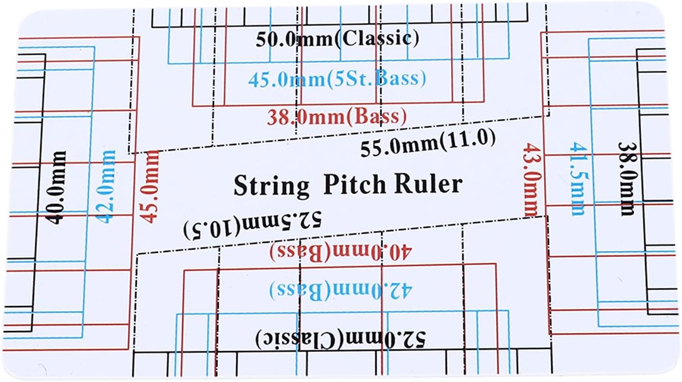 Guitar Ruler Set with String Action Gauge, Stainless Steel Neck Notched Straight Edge, 2-Piece Kit for Musicians